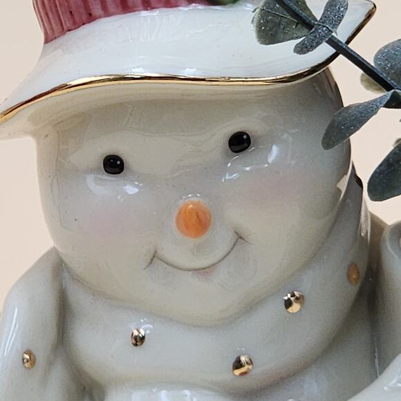 Lenox Petals & Pearls Snowman Stocking Bud Vase Figurine 6386247 w/Original Box - Picture 11 of 16